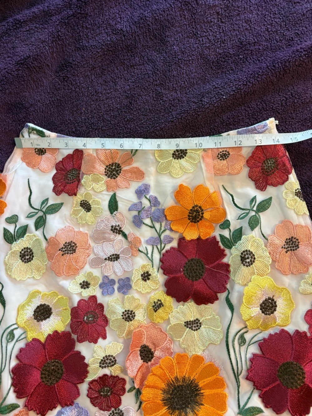 Finesse Addie Embroidered Flower Multicolor Appliqué Mini Skirt Whimsical Fairy - Picture 3 of 10